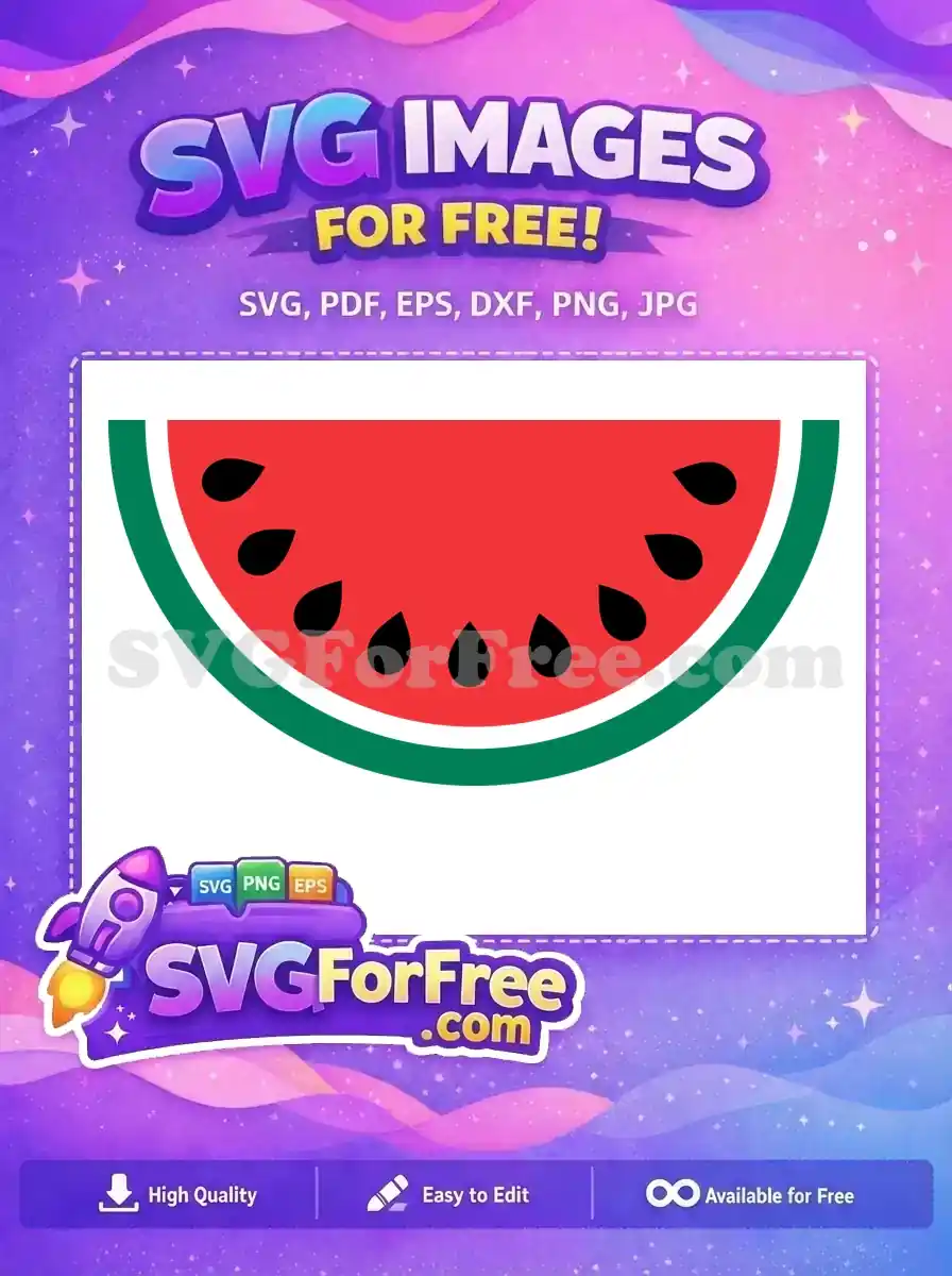 Free Red Watermelon Slice Free Black Seeds Summer Free SVG 1