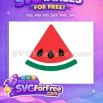 Free Red Watermelon Slice Free Black Seeds Fruit Free SVG - Instant Download