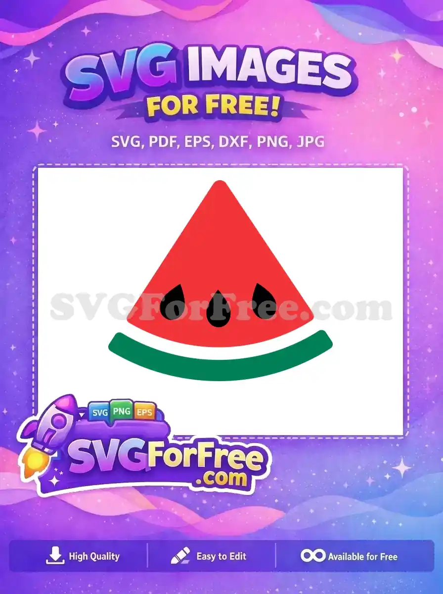 Free Red Watermelon Slice Free Black Seeds Fruit Free SVG