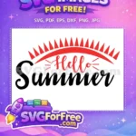 Free Red Sun Rays Free Hello Summer Quote Free SVG - Instant Download