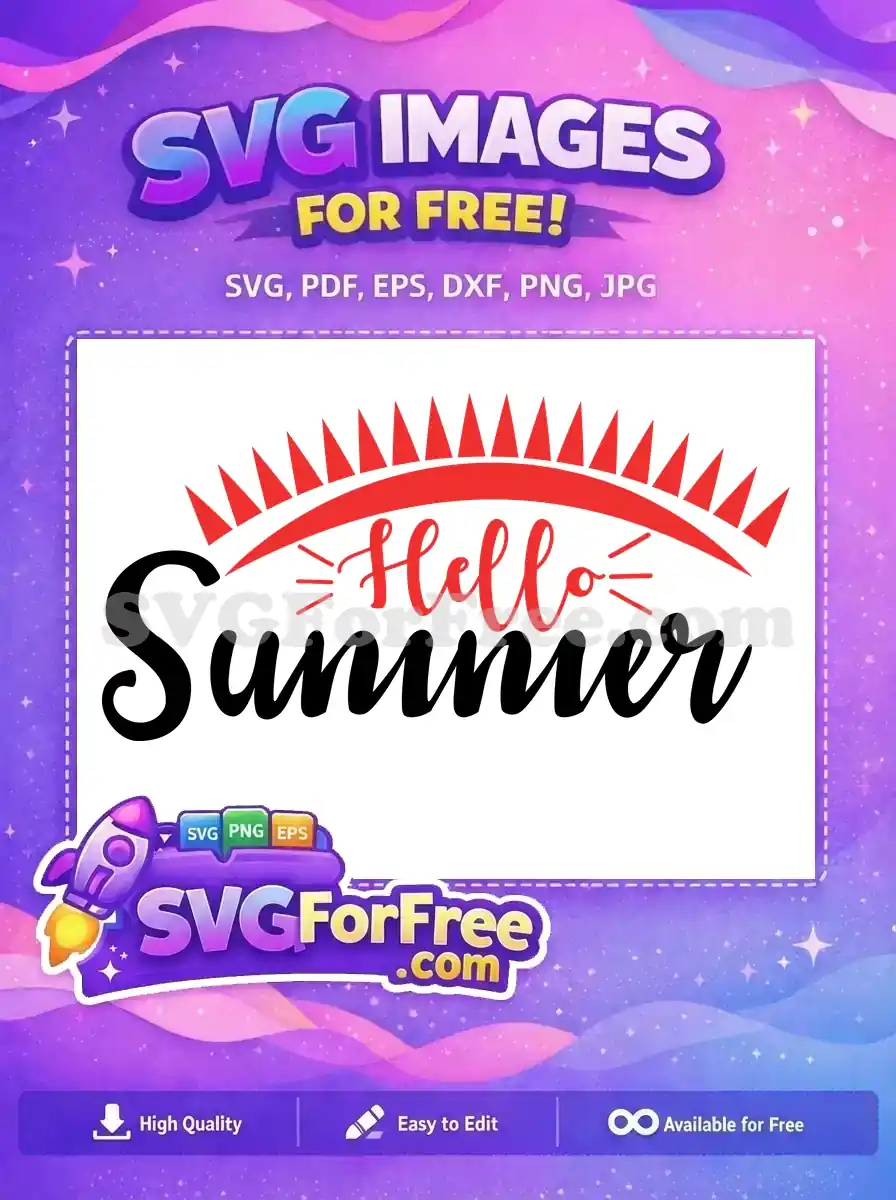 Free Red Sun Rays Free Hello Summer Quote Free SVG