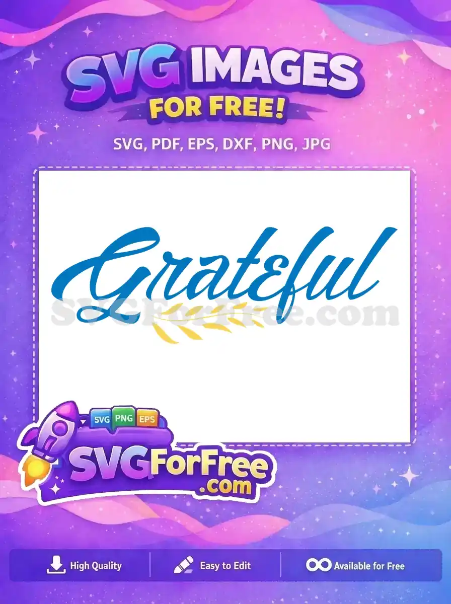 Free Blue Grateful Script Free Yellow Leaves Thanksgiving Free SVG