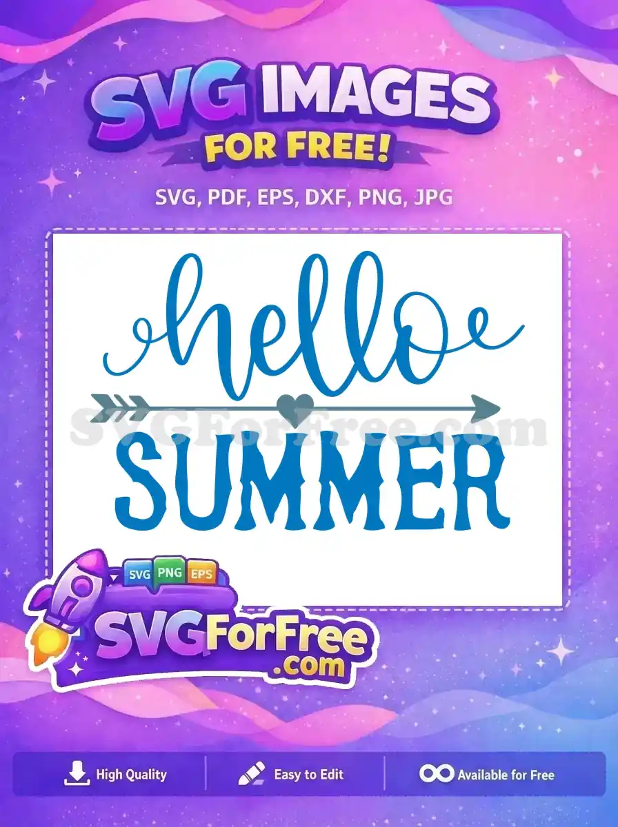 Free Hello Summer Arrow Free Heart Design Free SVG