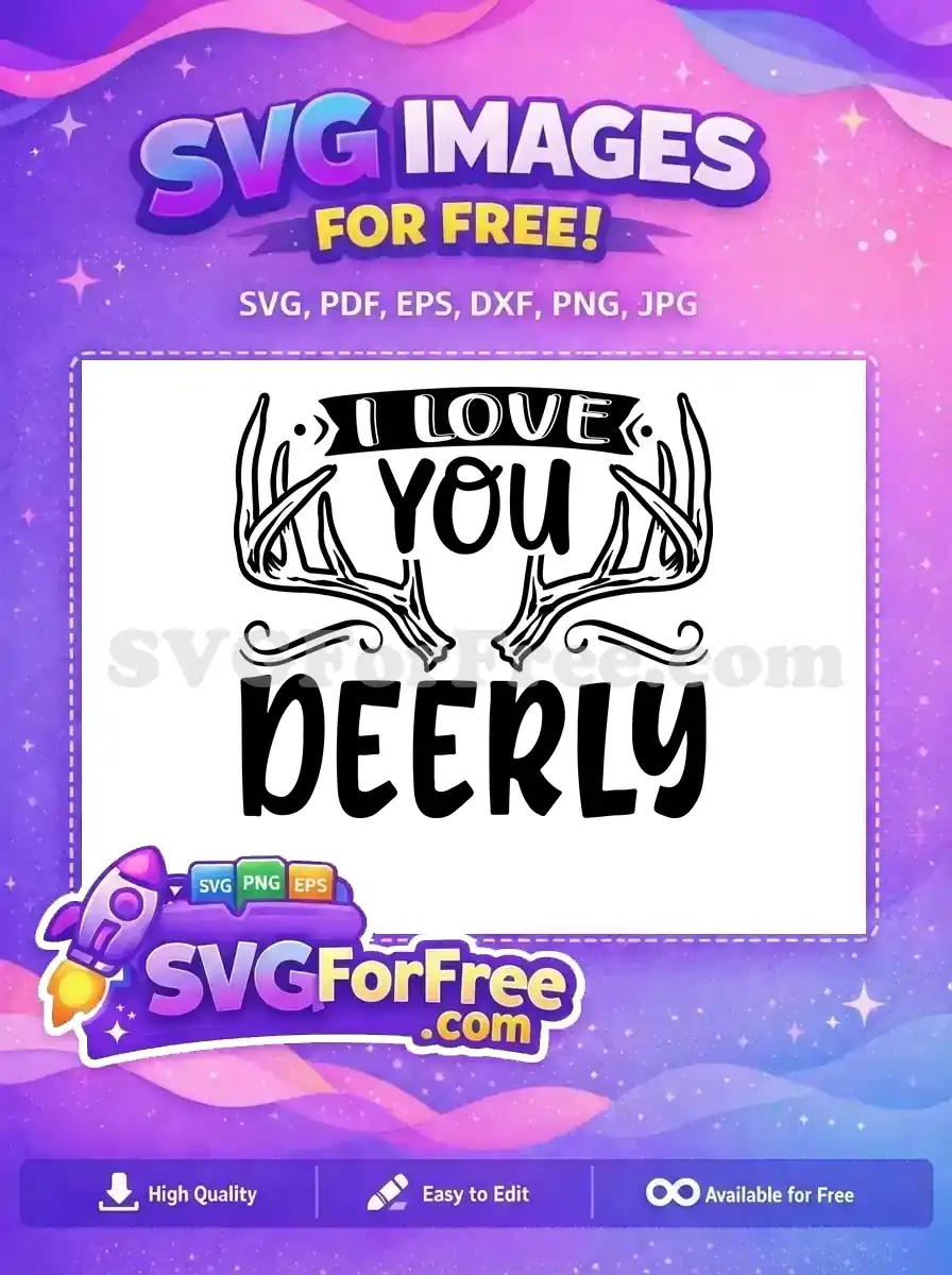 Free Antler Silhouette Free I Love You Deery Valentine Free SVG