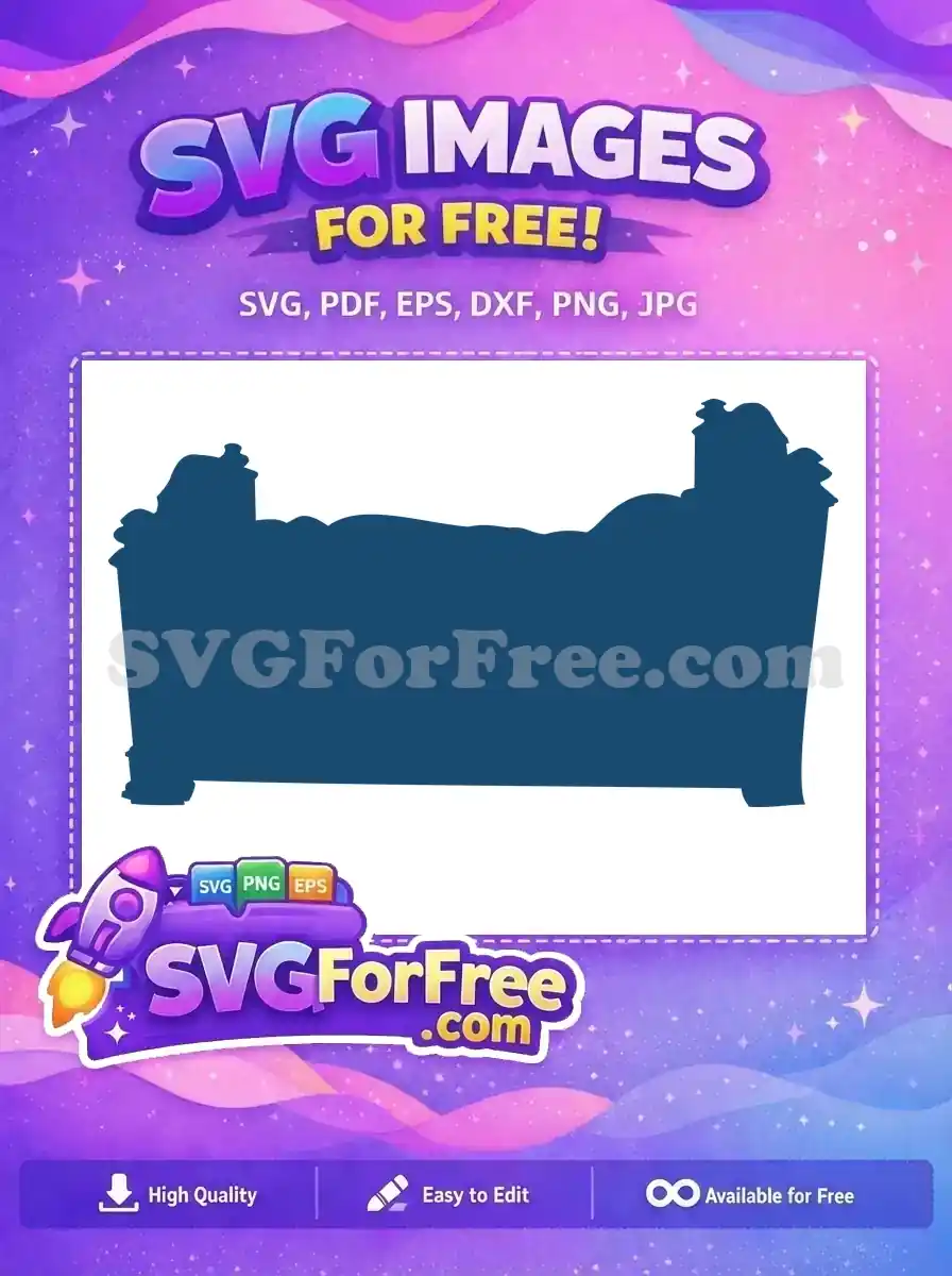 Free Blue Bed Free Silhouette Furniture Free SVG