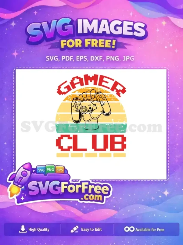 Free Gamer Club Hand Free Controller Gaming Quotes Free SVG