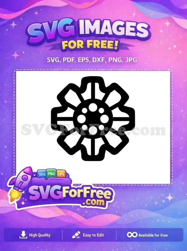 Free Black Gear Free Circle Pattern Number 1 Free SVG