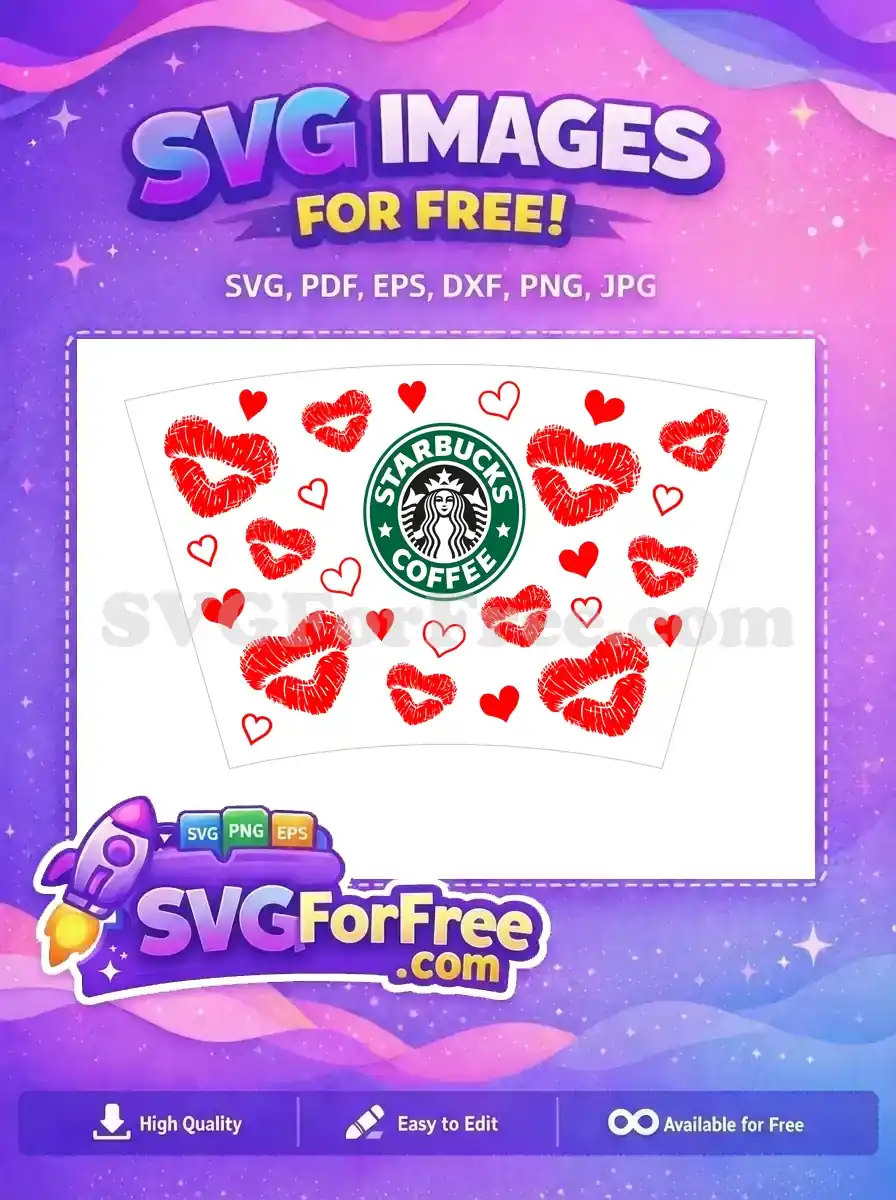 Free Red Lips Free Heart Starbucks Glam Free SVG