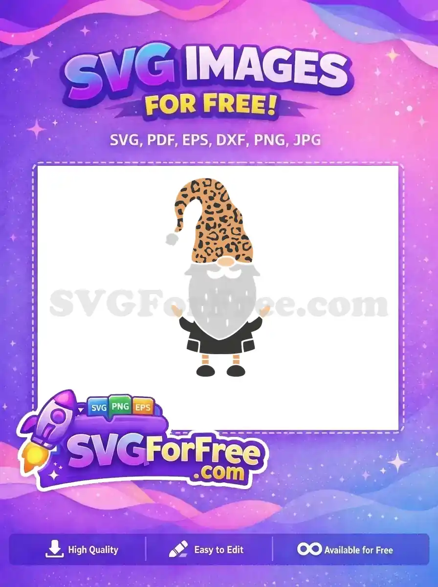Free Leopard Print Hat Free Grey Beard Gnome Quotes Free SVG