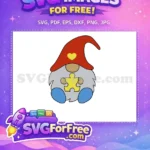 Free Red Hat Heart Free Puzzle Piece Gnomes Free SVG - Instant Download