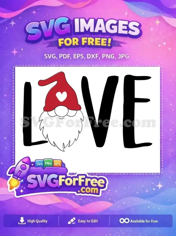 Free Red Hat Heart Free Gnome Love Quote Free SVG