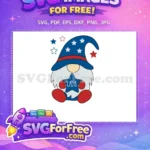 Free Patriotic Star Hat Free USA Blue Star Gnome Free SVG - Instant Download