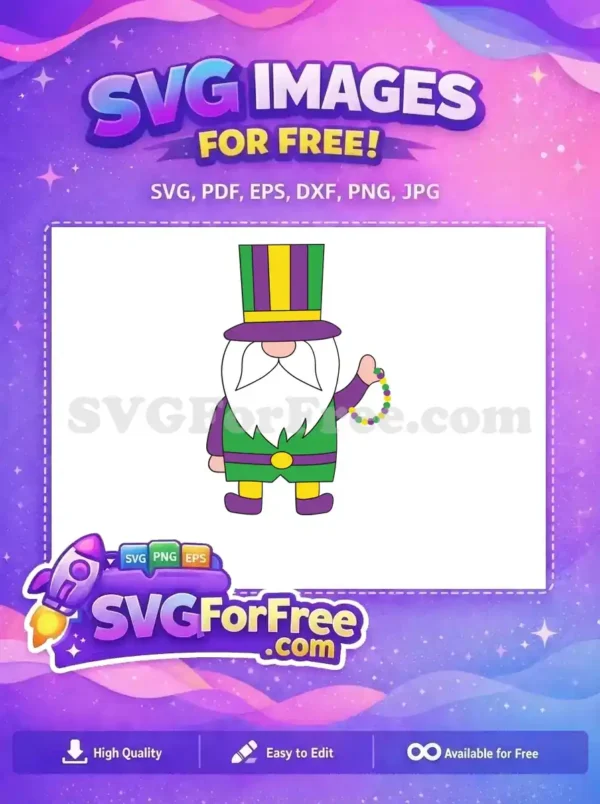 Free Striped Hat Free Mardi Gras Beads Gnomes Free SVG 1