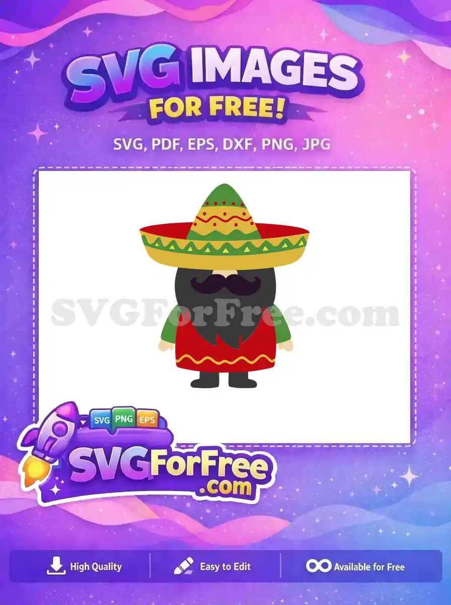 Free Sombrero Wearing Free Mustache Gnome Cinco De Mayo Free SVG
