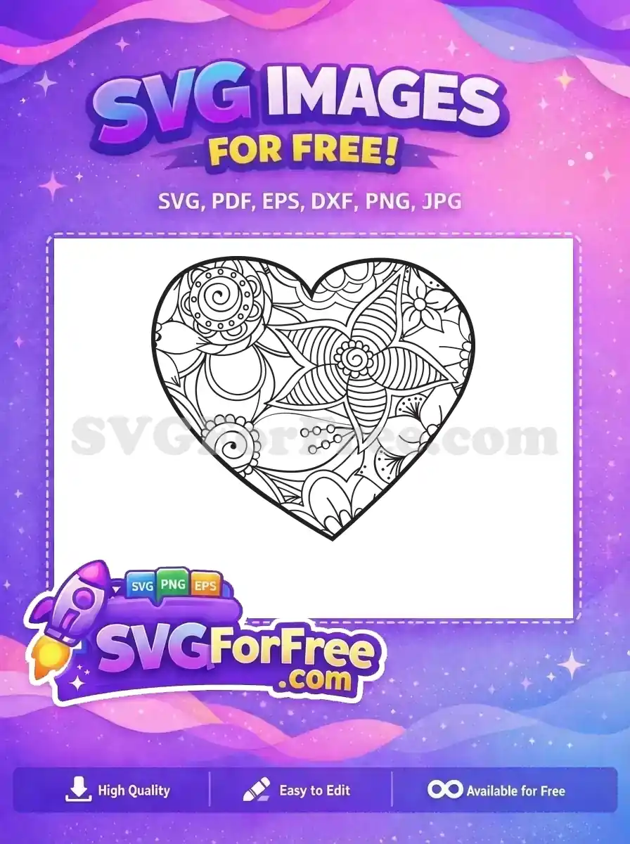 Free Swirl Flower Free Heart Floral Pattern Design Free SVG