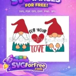 Free Red Hat Gnomes Free Heart Love For Your Free SVG - Instant Download