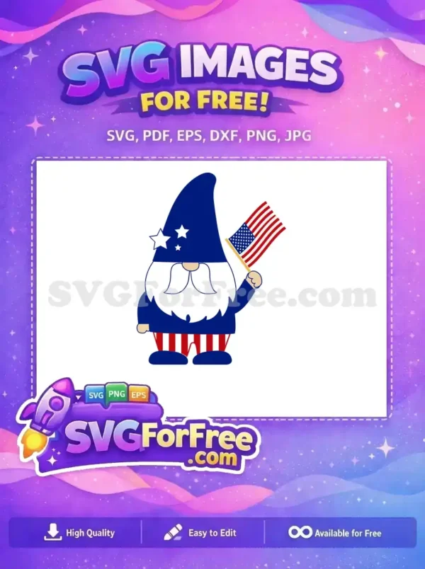 Free Patriotic Stars Free Stripes Gnome Fourth July Free SVG