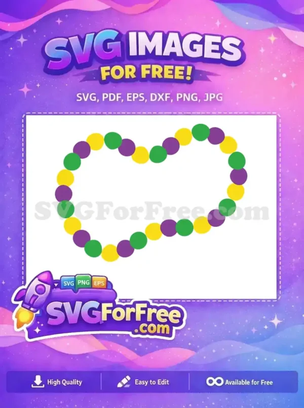 Free Purple Yellow Green Beads Free Mardi Gras Heart Free SVG