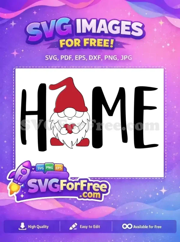 Free Red Hat Gnome Free Heart Holding Home Decor Free SVG