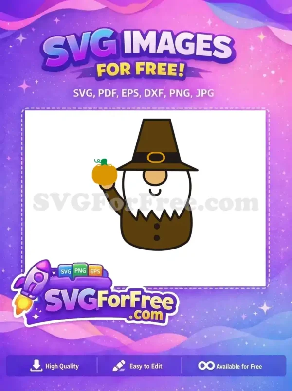 Free Pilgrim Gnome Pumpkin Free Thanksgiving Autumn Free SVG