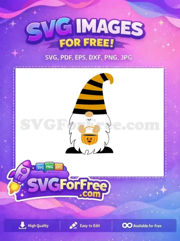 Free Striped Hat Free Pumpkin Bucket Halloween Gnome Free SVG 1