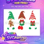 Free Christmas Gnomes Holding Gingerbread Free Wreath Gift Free SVG - Instant Download