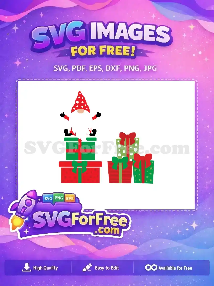 Free Red Polka Dot Hat Free Stacked Presents Christmas Free SVG
