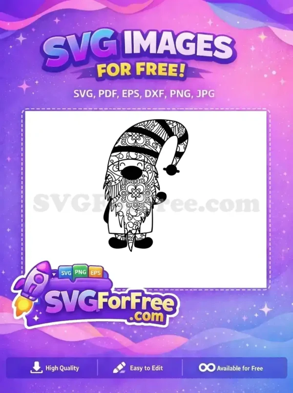 Free Striped Hat Free Floral Beard Cute Gnome Free SVG