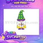 Free Masked Mardi Gras Gnome Free Fleur de Lis Celebration Free SVG - Instant Download