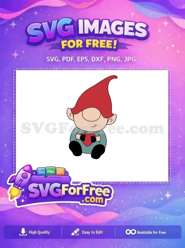 Free Red Hat Gnome Free Holding Heart Valentine Free SVG