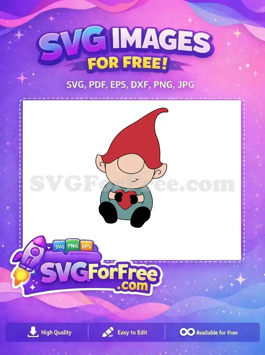 Free Red Hat Gnome Free Holding Heart Valentine Free SVG