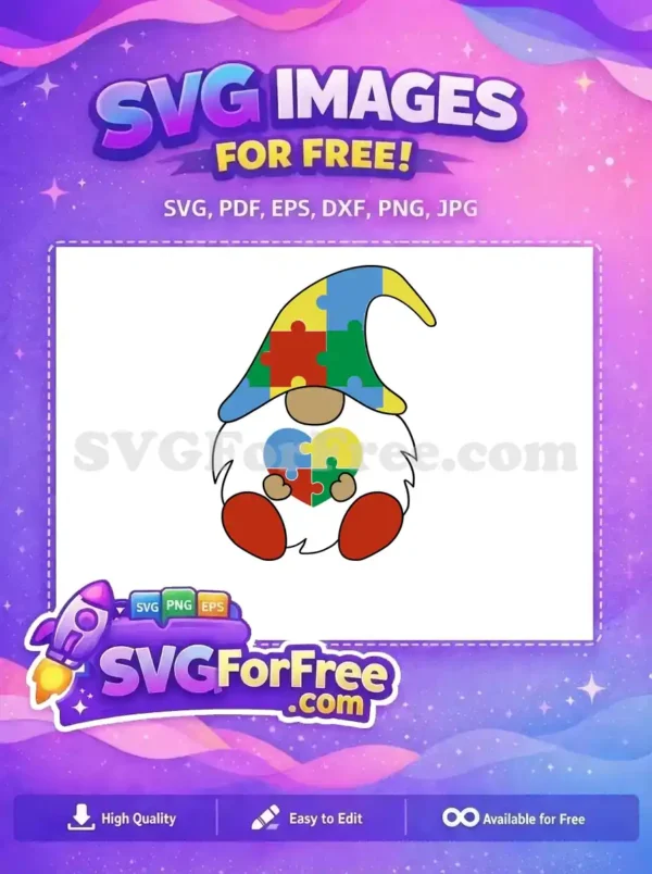 Free Puzzle Heart Free Autism Awareness Gnomes Free SVG