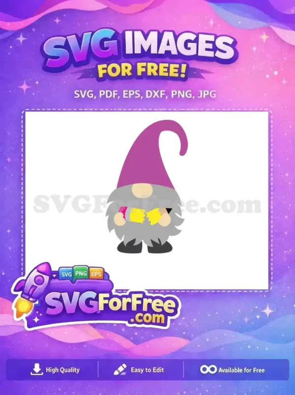 Free Purple Hat Free Broken Pencil Gnome Free SVG