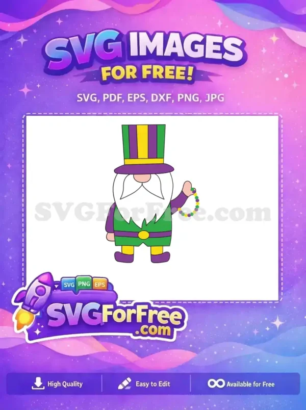 Free Striped Hat Free Mardi Gras Beads Gnomes Free SVG 2