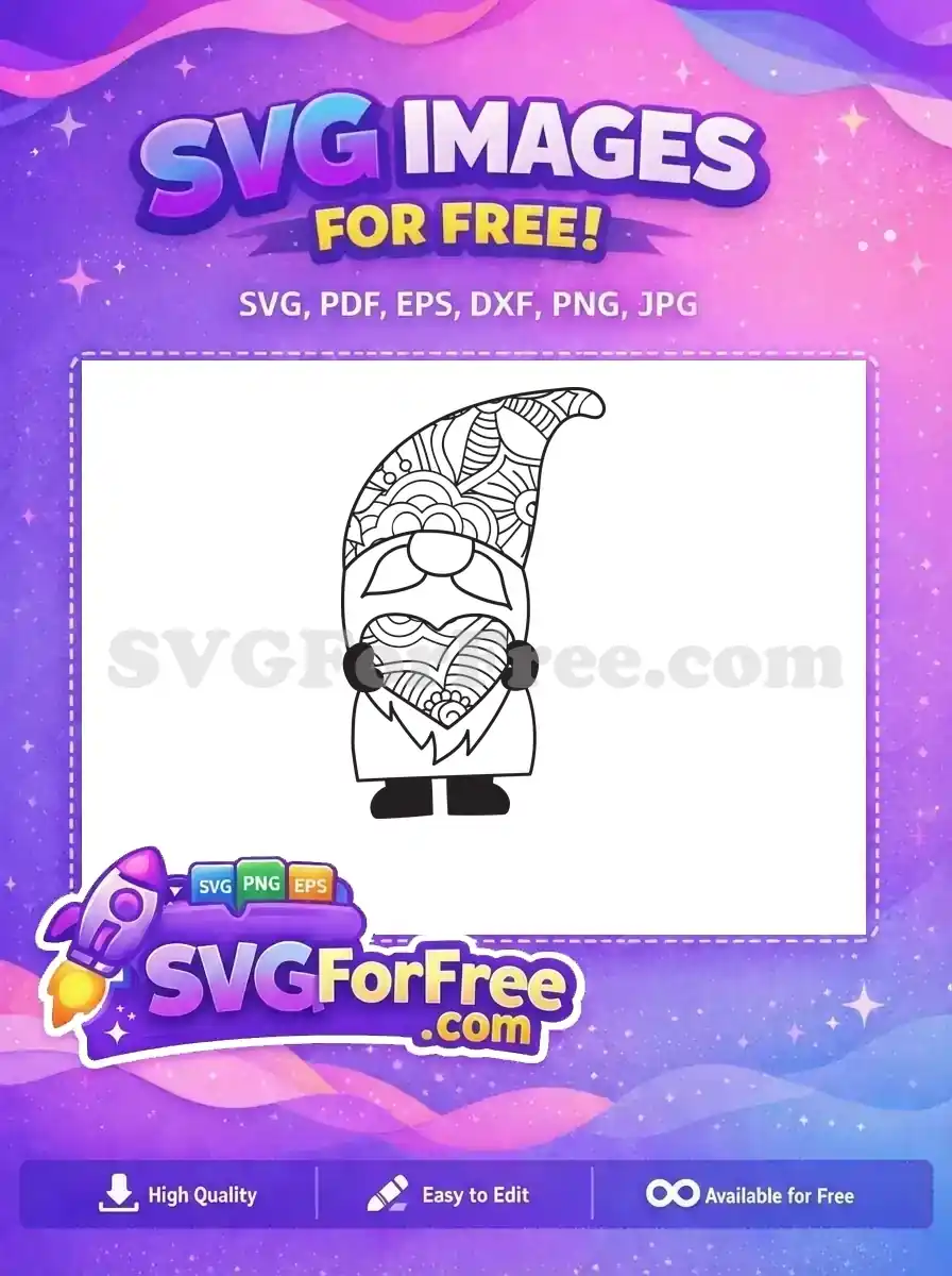 Free Zentangle Hat Free Heart Design Gnomes Free SVG