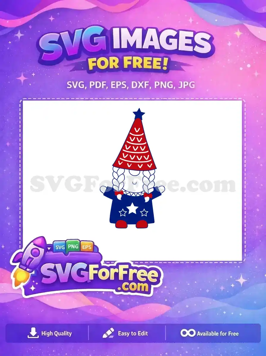 Free Braided Hair Free Red Bow Patriotic Gnomes Free SVG