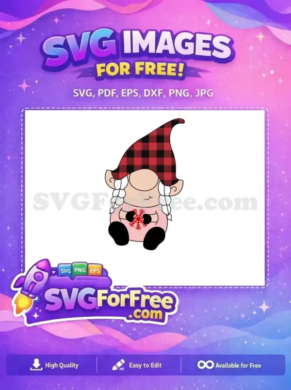 Free Plaid Hat Free Snowflake Pink Gnome Winter Free SVG