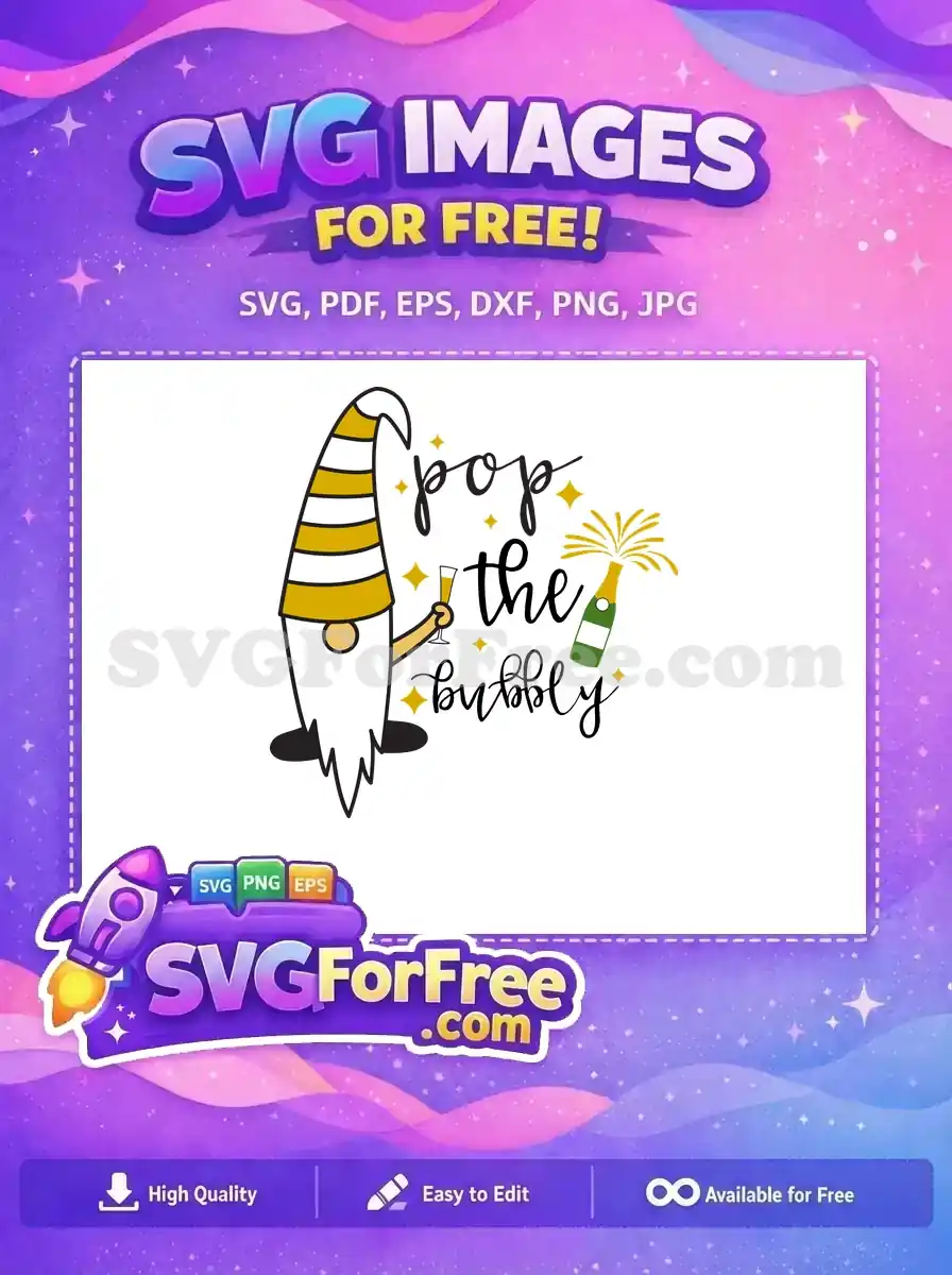 Free Striped Hat Gnome Free Champagne Flute Pop Bubbly Free SVG