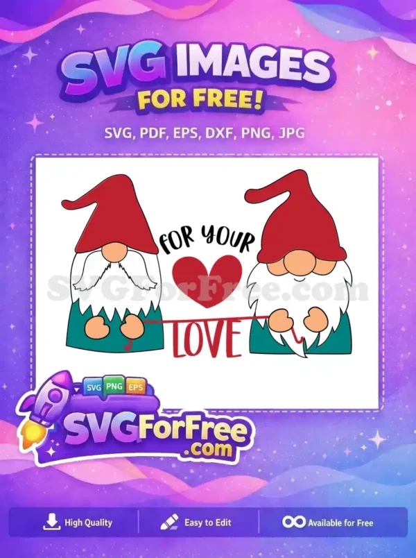 Free Red Hat Free White Beard Gnomes Love Free SVG