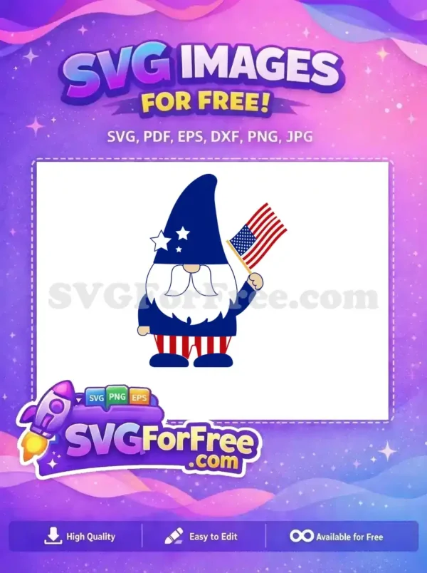 Free Patriotic Stars Free American Flag Gnome Free SVG