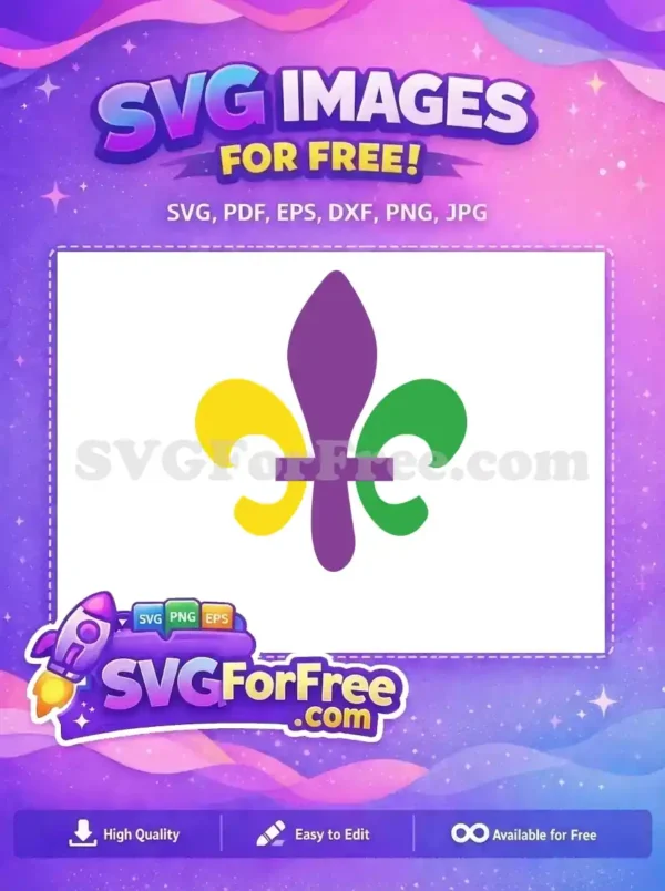Free Purple Center Free Yellow Green Shape Mardi Gras Free SVG