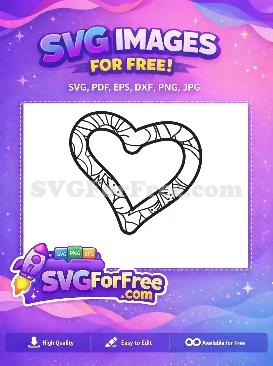 Free Intricate Black Pattern Free Heart Outline Gnomes Free SVG