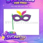 Free Purple Mask Free Gold Feather Mardi Gras Free SVG - Instant Download