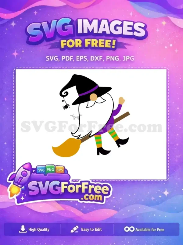 Free Witch Gnome Spider Free Broom Halloween Free SVG