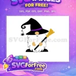 Free Halloween Witch Gnome Free Spider Broomstick Fall Free SVG - Instant Download