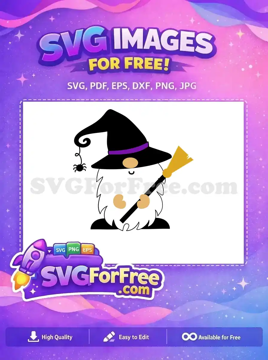 Free Halloween Witch Gnome Free Spider Broomstick Fall Free SVG