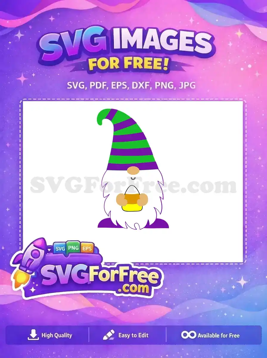 Free Striped Hat Gnome Free Candy Corn Halloween Free SVG
