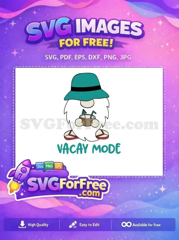Free Teal Hat Free Coconut Drink Vacay Mode Free SVG