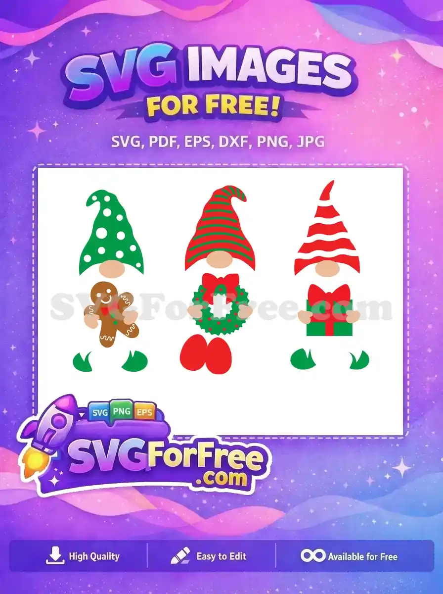 Free Gingerbread Wreath Gift Gnomes Free Christmas Holiday Free SVG