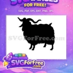 Free Curled Horns Goat Free Fluffy Body Silhouette Free SVG - Instant Download